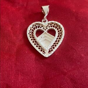 Silver stamped 925 silver Heart pendant .
